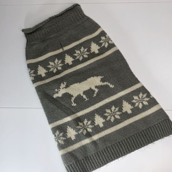 Snowflake Deer Fair Isle Knit Dog Sweater - Picture 4 of 9